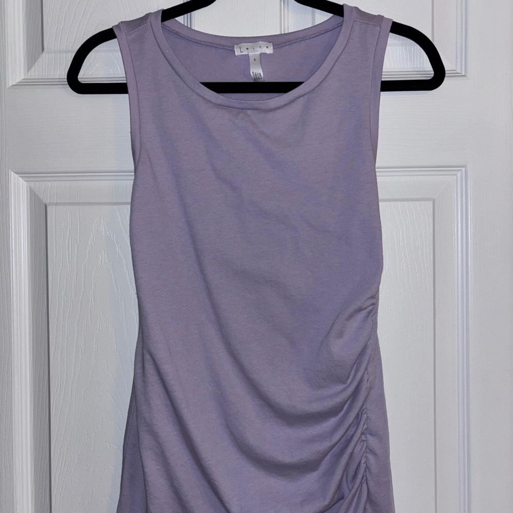Leith Lavender Ruched Midi Dress Size Small - Picture 2 of 6